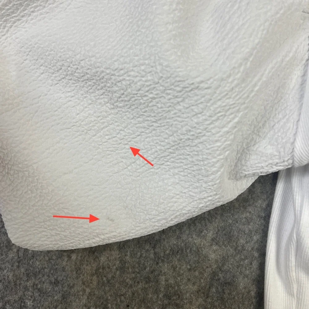 Zara Top Statement Ribbed Knit V‎ Neck White Puff Seersucker Sleeve Turkey L